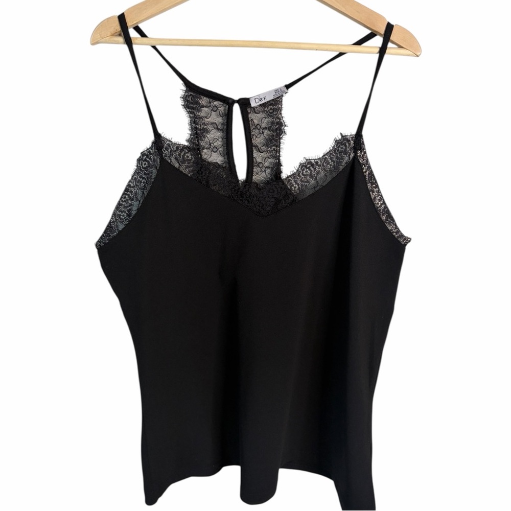 Dex Black Lace Trim Cami Tank Top